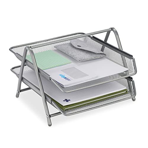 Relaxdays Dokumentenablage, 2 Fächer, Büroablage Metall, HxBxT: 20,5 x 30 x 35,5 cm, Mesh-Stil, Briefablage, Silber Relaxdays Dokumentenablage, 2 Fächer, Büroablage Metall, HxBxT: 20,5 x 30 x 35,5 cm, Mesh-Stil, Briefablage, Silber von Relaxdays
