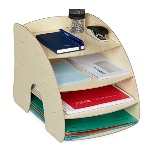 Relaxdays Dokumentenablage, 4 Fächer, Briefablage, Büro Organizer für A4 Papier, HxBxT: 27 x 25,5 x 34,5 cm, Farbwahl, Hellbraun Relaxdays Dokumentenablage, 4 Fächer, Briefablage, Büro Organizer für A4 Papier, HxBxT: 27 x 25,5 x 34,5 cm, Farbwahl, Hellbraun von Relaxdays
