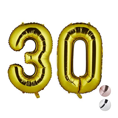Relaxdays Folienballon Zahl, Party Dekoration für 30. Geburtstag, Jubiläum, 85-100 cm, XXL Riesenluftballon, Gold, Nicht verfügbar, H x B x T: ca. 85 x 50 x 17 cm Relaxdays Folienballon Zahl, Party Dekoration für 30. Geburtstag, Jubiläum, 85-100 cm, XXL Riesenluftballon, Gold, Nicht verfügbar, H x B x T: ca. 85 x 50 x 17 cm von Relaxdays