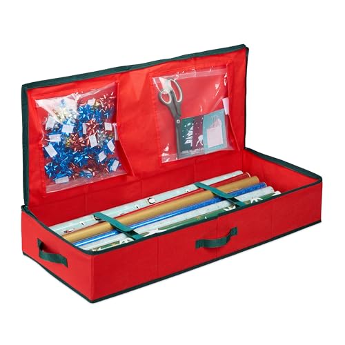 Relaxdays Geschenkpapier Aufbewahrungsbox, 2 Innentaschen für Geschenkbänder, Weihnachten, Geburtstag, rot/schwarz Relaxdays Geschenkpapier Aufbewahrungsbox, 2 Innentaschen für Geschenkbänder, Weihnachten, Geburtstag, rot/schwarz von Relaxdays
