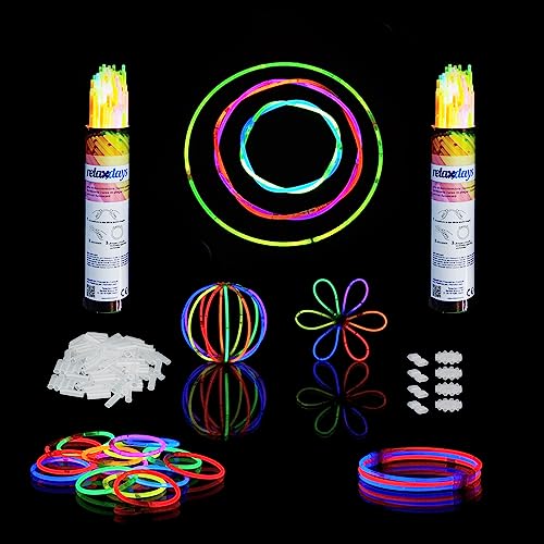 Relaxdays Knicklichter, 200 Stück, mit Verbindern für Armreifen & Bälle, 7 Farben, Neon Leuchtstäbe Party Set, bunt Relaxdays Knicklichter, 200 Stück, mit Verbindern für Armreifen & Bälle, 7 Farben, Neon Leuchtstäbe Party Set, bunt von Relaxdays