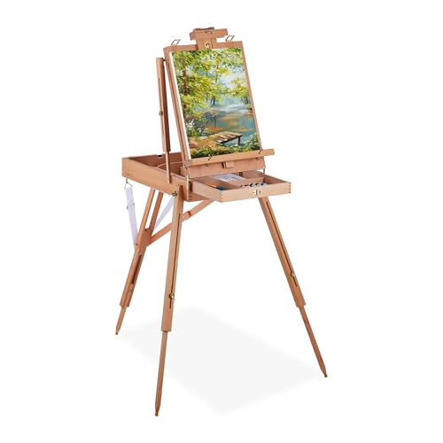 Relaxdays Kofferstaffelei Holz, für Erwachsene, Höhe & Neigung verstellbar, tragbar, XL Staffelei mit Schublade, natur, 1 Stück Relaxdays Kofferstaffelei Holz, für Erwachsene, Höhe & Neigung verstellbar, tragbar, XL Staffelei mit Schublade, natur, 1 Stück von Relaxdays