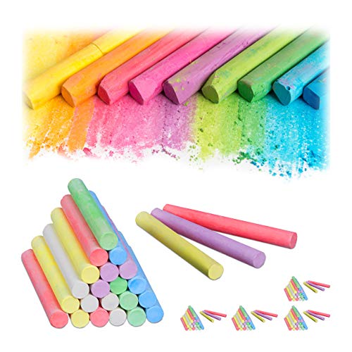 Relaxdays Kreide 24er Pack, Malkreide für Tafel und Straße in 6 Farben, Kinder- und Lehrerkreide, rund, Ø 9 mm, Bunt von Relaxdays