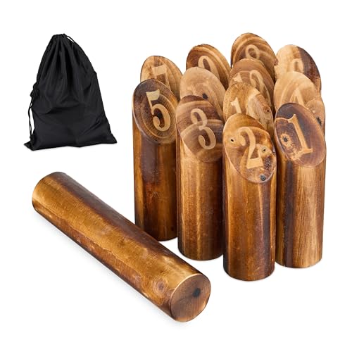 Relaxdays Kubb Wikingerspiel, finnisches Wurfspiel, Holz, Outdoorspiel mit Nummern, Erwachsene & Kinder, Tasche, braun Relaxdays Kubb Wikingerspiel, finnisches Wurfspiel, Holz, Outdoorspiel mit Nummern, Erwachsene & Kinder, Tasche, braun von Relaxdays
