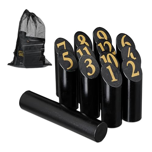 Relaxdays Kubb Wikingerspiel, finnisches Wurfspiel, Holz, Outdoorspiel mit Zahlen, Erwachsene u. Kinder, Tasche, schwarz, 1 Stück Relaxdays Kubb Wikingerspiel, finnisches Wurfspiel, Holz, Outdoorspiel mit Zahlen, Erwachsene u. Kinder, Tasche, schwarz, 1 Stück von Relaxdays