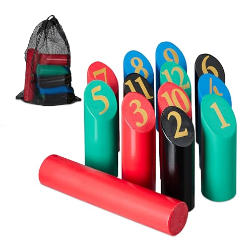 Relaxdays Kubb Wikingerspiel, finnisches Wurfspiel, Holz, Outdoorspiel mit Zahlen, Erwachsene & Kinder, mit Tasche, bunt, 1 Stück Relaxdays Kubb Wikingerspiel, finnisches Wurfspiel, Holz, Outdoorspiel mit Zahlen, Erwachsene & Kinder, mit Tasche, bunt, 1 Stück von Relaxdays