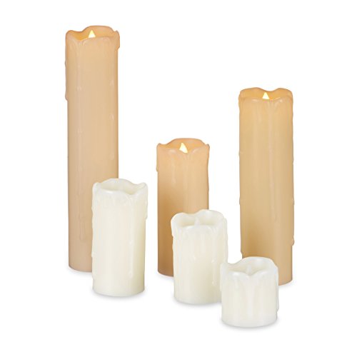 Relaxdays LED Kerzen Set, 6 Echtwachskerzen flammenlos, elektrische Kerzen flackernd, Batterie, Durchmesser 5 cm, creme Relaxdays LED Kerzen Set, 6 Echtwachskerzen flammenlos, elektrische Kerzen flackernd, Batterie, Durchmesser 5 cm, creme von Relaxdays