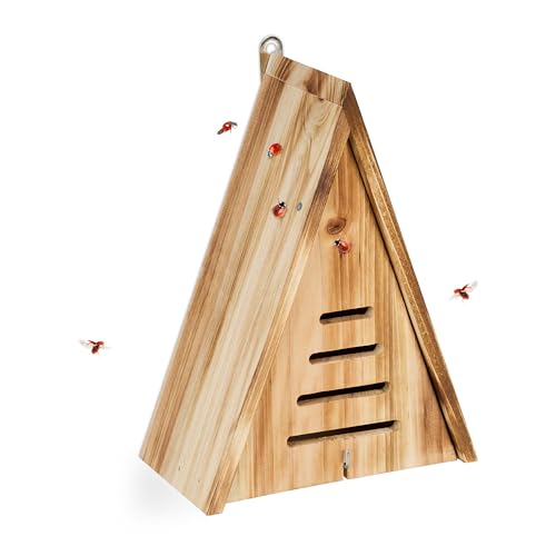Relaxdays Marienkäferhaus, Marienkäferhotel Garten, zum Aufhängen, Holz unbehandelt, Insektenhotel Marienkäfer, braun, Geflammt, 1 Stück Relaxdays Marienkäferhaus, Marienkäferhotel Garten, zum Aufhängen, Holz unbehandelt, Insektenhotel Marienkäfer, braun, Geflammt, 1 Stück von Relaxdays