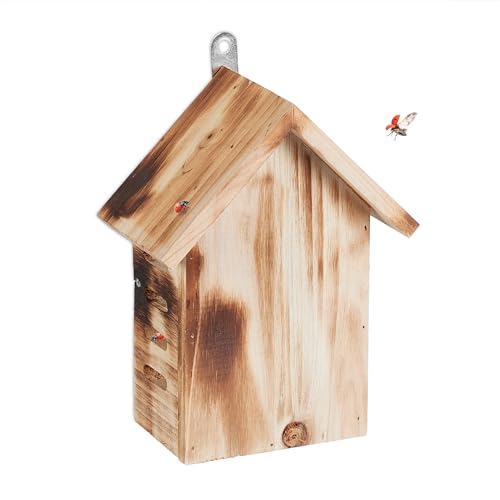 Relaxdays Marienkäferhaus, Marienkäferhotel Garten, zum Aufhängen, Holz unbehandelt, Insektenhotel Marienkäfer, braun, Geflammt, 1 Stück Relaxdays Marienkäferhaus, Marienkäferhotel Garten, zum Aufhängen, Holz unbehandelt, Insektenhotel Marienkäfer, braun, Geflammt, 1 Stück von Relaxdays