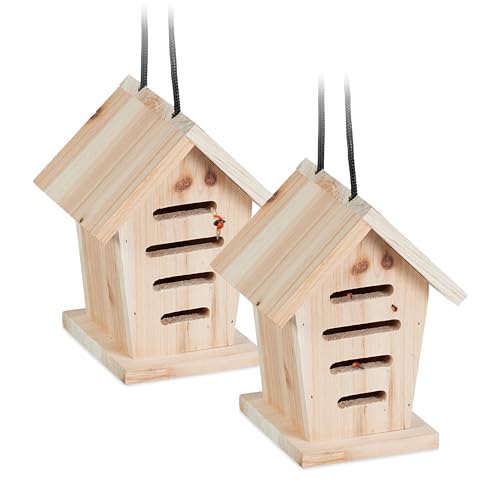 Relaxdays Marienkäferhaus 2X, Marienkäferhotel Garten, zum Aufhängen, Holz unbehandelt, Insektenhotel Marienkäfer, Natur Relaxdays Marienkäferhaus 2X, Marienkäferhotel Garten, zum Aufhängen, Holz unbehandelt, Insektenhotel Marienkäfer, Natur von Relaxdays