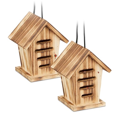 Relaxdays Marienkäferhaus 2X, Marienkäferhotel Garten, zum Aufhängen, Holz unbehandelt, Insektenhotel Marienkäfer, braun Relaxdays Marienkäferhaus 2X, Marienkäferhotel Garten, zum Aufhängen, Holz unbehandelt, Insektenhotel Marienkäfer, braun von Relaxdays