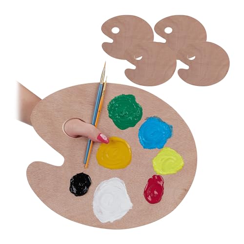 Relaxdays Mischpalette Holz, 5er Set, Farben mischen, B x T: 26 x 30 cm, Griffloch, Malpalette, Natur Relaxdays Mischpalette Holz, 5er Set, Farben mischen, B x T: 26 x 30 cm, Griffloch, Malpalette, Natur von Relaxdays