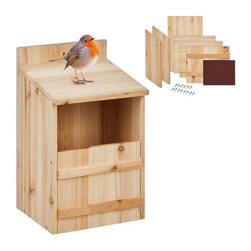Relaxdays Nistkasten für Halbhöhlenbrüter, Bausatz, Einflugspalt HxB: 10 x 19 cm, Holz, Vogelhaus zum Aufhängen, Natur, 1 Stück Relaxdays Nistkasten für Halbhöhlenbrüter, Bausatz, Einflugspalt HxB: 10 x 19 cm, Holz, Vogelhaus zum Aufhängen, Natur, 1 Stück von Relaxdays