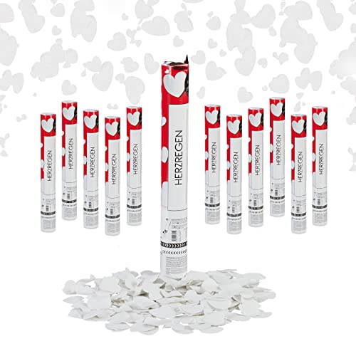 Relaxdays Party Popper, 12er Set, 40 cm, Konfettikanone, Herz Konfetti, 6-8 m Effekthöhe, Konfettishooter, Papier, weiß Relaxdays Party Popper, 12er Set, 40 cm, Konfettikanone, Herz Konfetti, 6-8 m Effekthöhe, Konfettishooter, Papier, weiß von Relaxdays