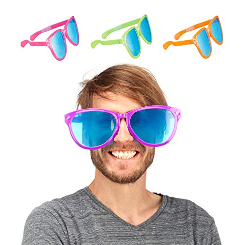 Relaxdays Partybrille, Blaue XXL-Gläser aus Kunstoff, Kostümzubehör, Bunt, Karneval, JGA, Sternchen, 25cm breit, Farbe von Relaxdays