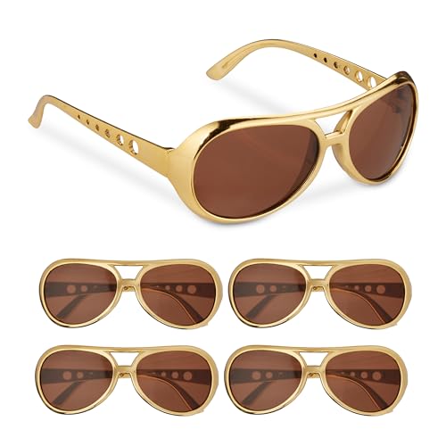 Relaxdays Partybrille 5er Set, Cooler Rapper-Look, Kunststoff, One Size, Kostümbrillen mit getönten Gläsern, Gold/braun Relaxdays Partybrille 5er Set, Cooler Rapper-Look, Kunststoff, One Size, Kostümbrillen mit getönten Gläsern, Gold/braun von Relaxdays