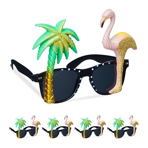 Relaxdays Partybrille 5er Set, Faschingsbrille für Party, Karneval und Festival, aus Kunststoff, Flamingo & Palme, bunt Relaxdays Partybrille 5er Set, Faschingsbrille für Party, Karneval und Festival, aus Kunststoff, Flamingo & Palme, bunt von Relaxdays