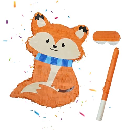 Relaxdays Pinata Fuchs, mit Stab & Maske, Partypinata Kinder, Geburtstag, zum Befüllen, HxBxT: 45x31x9 cm, Mehrfarbig Relaxdays Pinata Fuchs, mit Stab & Maske, Partypinata Kinder, Geburtstag, zum Befüllen, HxBxT: 45x31x9 cm, Mehrfarbig von Relaxdays