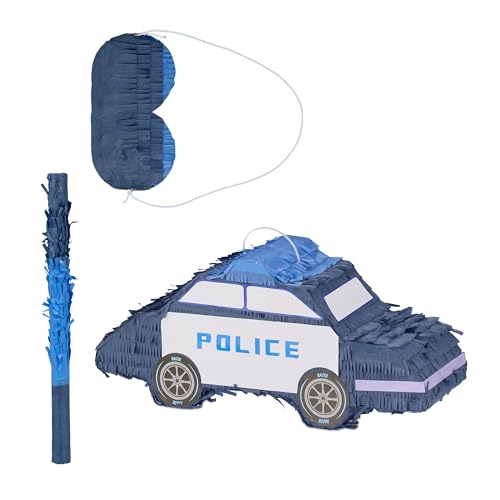 Relaxdays Pinata Polizei, mit Stab & Maske, Partypinata Kinder, Geburtstag, zum Befüllen, HxBxT: 22 x 50 x 16 cm, blau Relaxdays Pinata Polizei, mit Stab & Maske, Partypinata Kinder, Geburtstag, zum Befüllen, HxBxT: 22 x 50 x 16 cm, blau von Relaxdays
