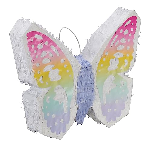 Relaxdays Pinata Schmetterling, zum Befüllen, Geburtstag Mädchen, zum Aufhängen, Piñata Kinder, HBT 48 x 58 x 10cm, bunt, 1 Stück von Relaxdays