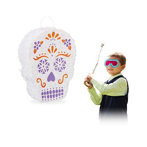 Relaxdays 10025176 Skull Totenkopf Hängend Tag der Toten Halloween befüllbar Papier Piñata weiß, Pinata einzeln Relaxdays 10025176 Skull Totenkopf Hängend Tag der Toten Halloween befüllbar Papier Piñata weiß, Pinata einzeln von Relaxdays