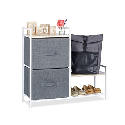 Relaxdays Regalsystem, 2 Stoff-Schubladen, HxBxT: 76 x 84 x 29 cm, universale Schubladenbox, Metall und Holz, grau von Relaxdays