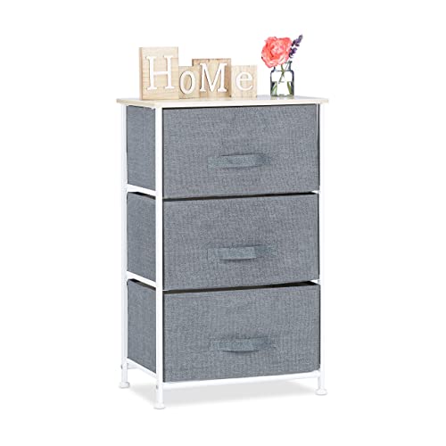 Relaxdays Regalsystem, 3 Stoff-Schubladen, HxBxT: 73 x 45 x 30 cm, universale Schubladenbox, Metall und Holz, grau Relaxdays Regalsystem, 3 Stoff-Schubladen, HxBxT: 73 x 45 x 30 cm, universale Schubladenbox, Metall und Holz, grau von Relaxdays
