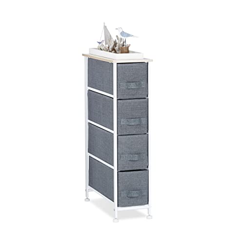 Relaxdays Regalsystem, 4 Stoff-Schubladen, HxBxT: 76 x 20 x 48 cm, universale Schubladenbox, Metall und Holz, grau Relaxdays Regalsystem, 4 Stoff-Schubladen, HxBxT: 76 x 20 x 48 cm, universale Schubladenbox, Metall und Holz, grau von Relaxdays