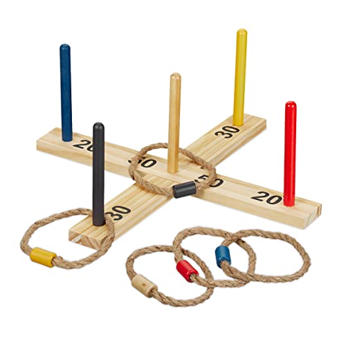 Relaxdays Ringwurfspiel, Holzwurfspiel für Kinder & Erwachsene, Ringe werfen, drinnen & draußen, Gartenspiel, mehrfarbig, 1 Stück Relaxdays Ringwurfspiel, Holzwurfspiel für Kinder & Erwachsene, Ringe werfen, drinnen & draußen, Gartenspiel, mehrfarbig, 1 Stück von Relaxdays