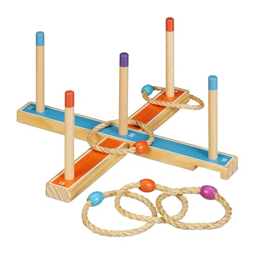 Relaxdays Ringwurfspiel, Holzwurfspiel für Kinder & Erwachsene, mit 5 Ringen, drinnen und draußen, Gartenspiel, bunt, 1 Stück Relaxdays Ringwurfspiel, Holzwurfspiel für Kinder & Erwachsene, mit 5 Ringen, drinnen und draußen, Gartenspiel, bunt, 1 Stück von Relaxdays