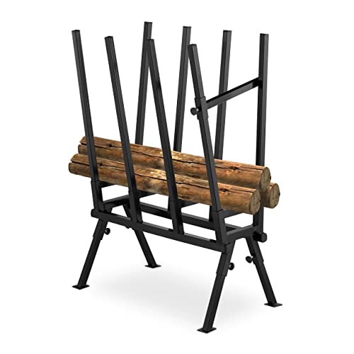 Relaxdays Sägebock, Holzsägearbeiten, 200 kg, Sägegestell für Kettensägen, Stabiler Stahl, HBT: 112x77,5x50 cm, schwarz von Relaxdays