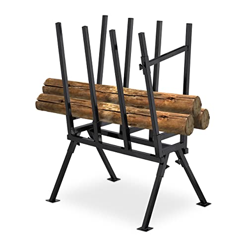 Relaxdays Sägebock, Holzsägearbeiten, 400 kg, Sägegestell für Kettensägen, Stabiler Stahl, HBT 107 x 81 x 53 cm, schwarz von Relaxdays