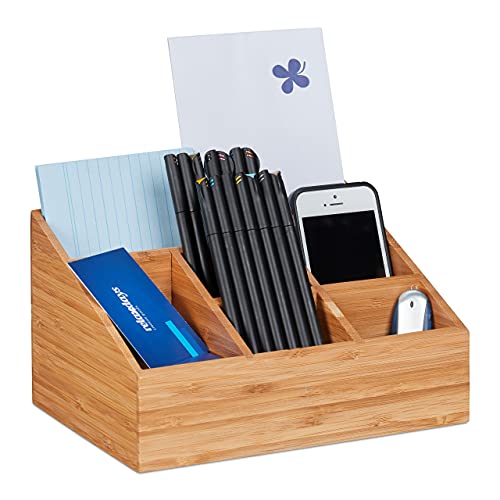 Relaxdays Schreibtisch, 6 Fächer für Stifte, Notizzettel, Briefe, Büroklammern, Desk Organizer Bambus, Natur, H x B x T: ca. 12,5 x 22 x 16 cm Relaxdays Schreibtisch, 6 Fächer für Stifte, Notizzettel, Briefe, Büroklammern, Desk Organizer Bambus, Natur, H x B x T: ca. 12,5 x 22 x 16 cm von Relaxdays