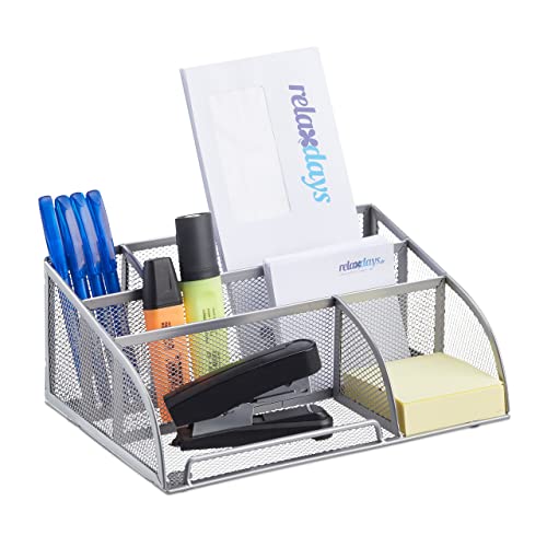 Relaxdays Schreibtischorganizer 5 Ablagen, kleiner Büroorganizer, Metallgeflecht, Stifteköcher, Briefablage, silber, 18 x 25.5 x 10.5 cm Relaxdays Schreibtischorganizer 5 Ablagen, kleiner Büroorganizer, Metallgeflecht, Stifteköcher, Briefablage, silber, 18 x 25.5 x 10.5 cm von Relaxdays