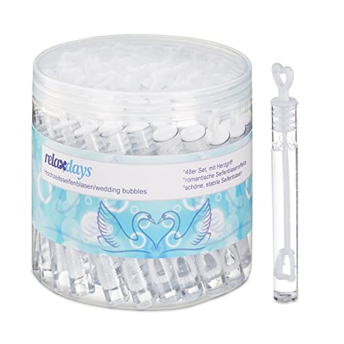 Relaxdays Seifenblasen Hochzeit, 144er Set, Seifenblasenröhrchen mit Herzgriff, Gastgeschenk, Herz-Seifenblasen, weiß Relaxdays Seifenblasen Hochzeit, 144er Set, Seifenblasenröhrchen mit Herzgriff, Gastgeschenk, Herz-Seifenblasen, weiß von Relaxdays