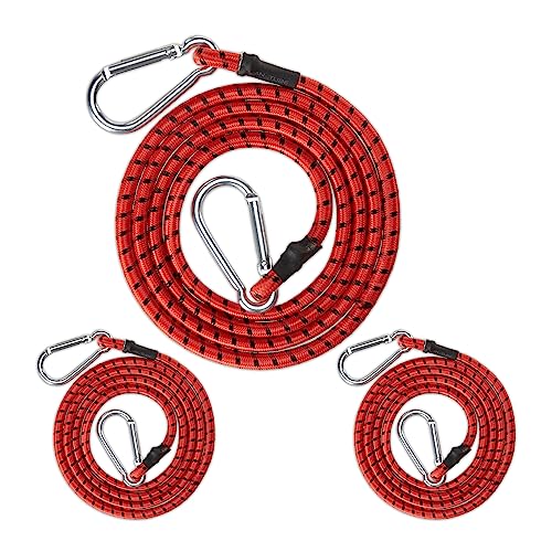 Relaxdays Spanngummi mit Karabiner, 3er Set, Auto, Spanner, Kofferraum, 175 cm, Anhänger & Camping, Gepäckspanner, rot von Relaxdays