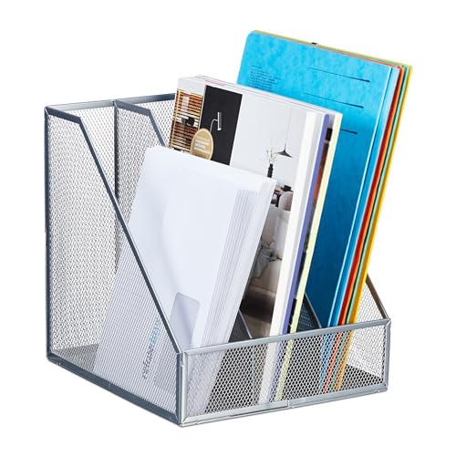 Relaxdays Stehsammler, A4, 3 Fächer, Mesh-Design, HBT: 26 x 24 x 26 cm, Büro & Home-Office, Stehordner, Metall, Silber Relaxdays Stehsammler, A4, 3 Fächer, Mesh-Design, HBT: 26 x 24 x 26 cm, Büro & Home-Office, Stehordner, Metall, Silber von Relaxdays