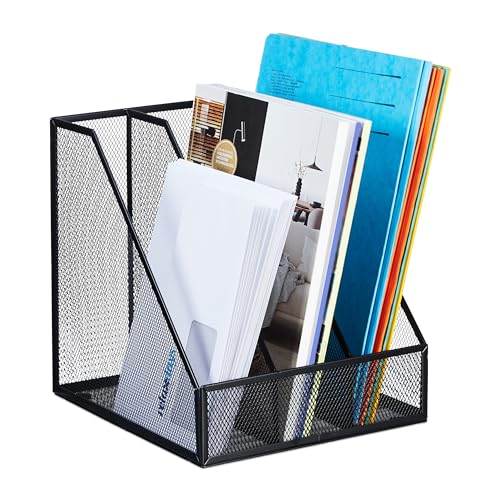 Relaxdays Stehsammler, A4, 3 Fächer, Mesh-Design, HBT: 26 x 24 x 26 cm, Büro & Home-Office, Stehordner, Metall, schwarz Relaxdays Stehsammler, A4, 3 Fächer, Mesh-Design, HBT: 26 x 24 x 26 cm, Büro & Home-Office, Stehordner, Metall, schwarz von Relaxdays