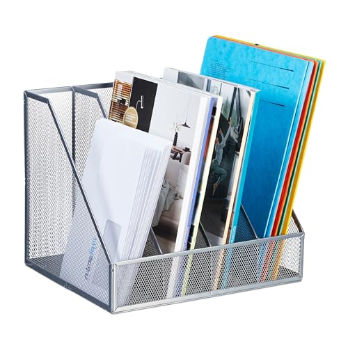 Relaxdays Stehsammler, A4, 4 Fächer, Mesh-Design, HBT: 26 x 31 x 26 cm, Büro & Home-Office, Stehordner, Metall, Silber Relaxdays Stehsammler, A4, 4 Fächer, Mesh-Design, HBT: 26 x 31 x 26 cm, Büro & Home-Office, Stehordner, Metall, Silber von Relaxdays