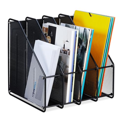Relaxdays Stehsammler, A4, 4 Fächer, Mesh-Design, HBT: 31,5x32x29 cm, Büro & Home-Office, Stehordner, Metall, schwarz Relaxdays Stehsammler, A4, 4 Fächer, Mesh-Design, HBT: 31,5x32x29 cm, Büro & Home-Office, Stehordner, Metall, schwarz von Relaxdays