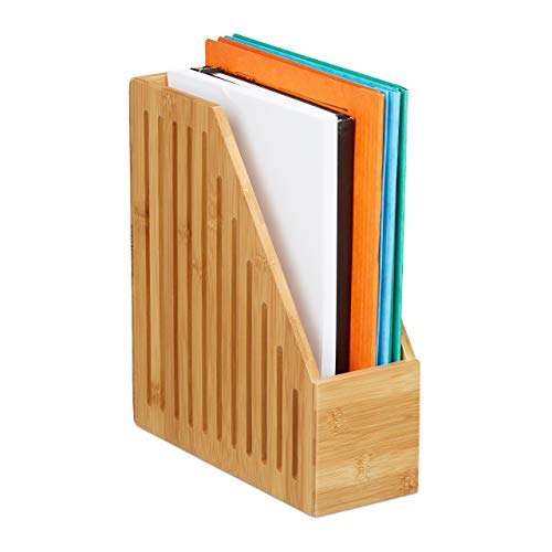 Relaxdays Stehsammler Bambus, A4, Zeitschriften & Dokumente, Büro, Schreibtisch, Stehordner, HBT: 30x10x26,5 cm, Natur, 1 Stück von Relaxdays