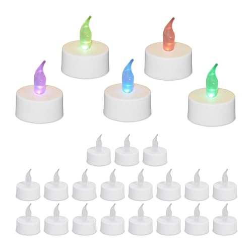 Relaxdays Lot 24 bougies chauffe-plat Avec changement de Couleur Teelichter mit Farbwechsel, 24er Set LED, elektrisch, flammenlose Kerzen, H x D: 4,5 x 3,5 cm, weiß, Kunststoff Relaxdays Lot 24 bougies chauffe-plat Avec changement de Couleur Teelichter mit Farbwechsel, 24er Set LED, elektrisch, flammenlose Kerzen, H x D: 4,5 x 3,5 cm, weiß, Kunststoff von Relaxdays