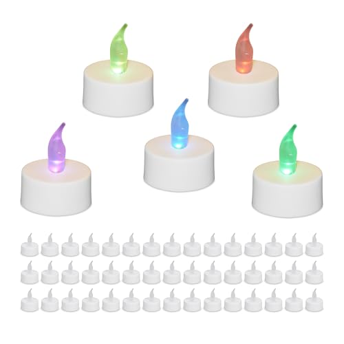 Relaxdays Teelichter mit Farbwechsel, 50er Set LED, elektrisch, flammenlose Kerzen, H x D: 4,5 x 3,5 cm, weiß, Kunststoff Relaxdays Teelichter mit Farbwechsel, 50er Set LED, elektrisch, flammenlose Kerzen, H x D: 4,5 x 3,5 cm, weiß, Kunststoff von Relaxdays