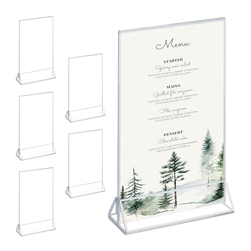 Relaxdays Tischaufsteller 6 Stück, DIN A5, Hochzeit, für Menükarten & Fotos, Acryl Thekenaufsteller, transparent/Silber Relaxdays Tischaufsteller 6 Stück, DIN A5, Hochzeit, für Menükarten & Fotos, Acryl Thekenaufsteller, transparent/Silber von Relaxdays