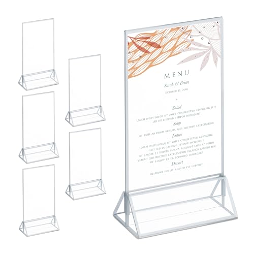 Relaxdays Tischaufsteller 6er Set, Thekenaufsteller DIN A6, Hochzeit, für Menükarten u. Fotos, Acryl, transparent/Silber Relaxdays Tischaufsteller 6er Set, Thekenaufsteller DIN A6, Hochzeit, für Menükarten u. Fotos, Acryl, transparent/Silber von Relaxdays