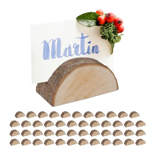 Relaxdays Tischkartenhalter Holz, 48er Set, Kartenhalter Tischkarten, Menükarten, Postkarten, Fotos, Aufsteller, Natur Relaxdays Tischkartenhalter Holz, 48er Set, Kartenhalter Tischkarten, Menükarten, Postkarten, Fotos, Aufsteller, Natur von Relaxdays