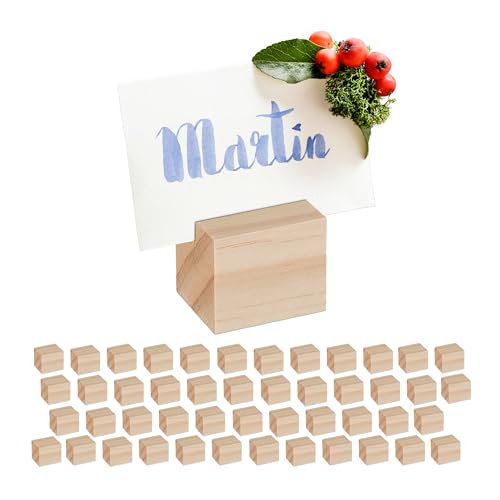 Relaxdays Tischkartenhalter Holz, 48er Set, Kartenhalter Tischkarten, Menükarten, Postkarten, Fotos, Aufsteller, Natur, 3 x 3,5 x 3 cm Relaxdays Tischkartenhalter Holz, 48er Set, Kartenhalter Tischkarten, Menükarten, Postkarten, Fotos, Aufsteller, Natur, 3 x 3,5 x 3 cm von Relaxdays