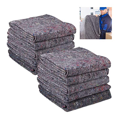 Relaxdays Umzugsdecken 10er Set, Packdecken Umzug, Transport & Lagerung, recycelter Vlies, Möbeldecke 150 x 200 cm, grau Relaxdays Umzugsdecken 10er Set, Packdecken Umzug, Transport & Lagerung, recycelter Vlies, Möbeldecke 150 x 200 cm, grau von Relaxdays