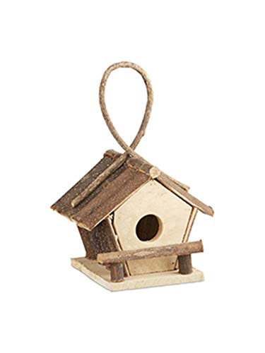 Relaxdays Vogelhaus mit Aufhängung, kleines Vogelhäuschen aus unbehandeltem Holz, handgefertigtes Dekohaus, natur von Relaxdays