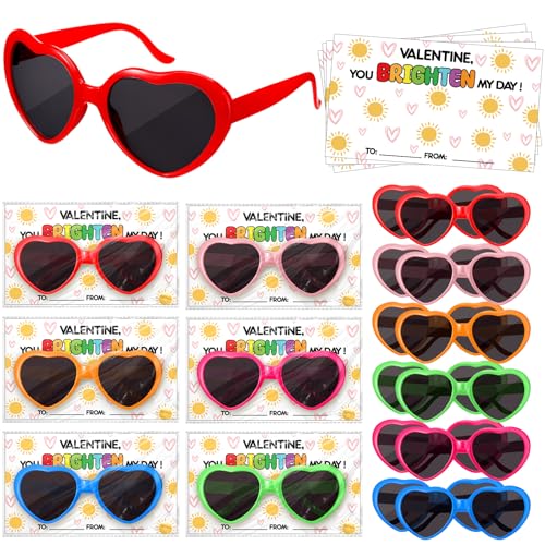 Relaxweex 18 Stück Valentinstags-Gläser in Herzform mit Karten, Partyzubehör, Valentinstagsgeschenke, Sonnenbrille, Partygeschenk, Leckerli-Austauschpreise von Relaxweex
